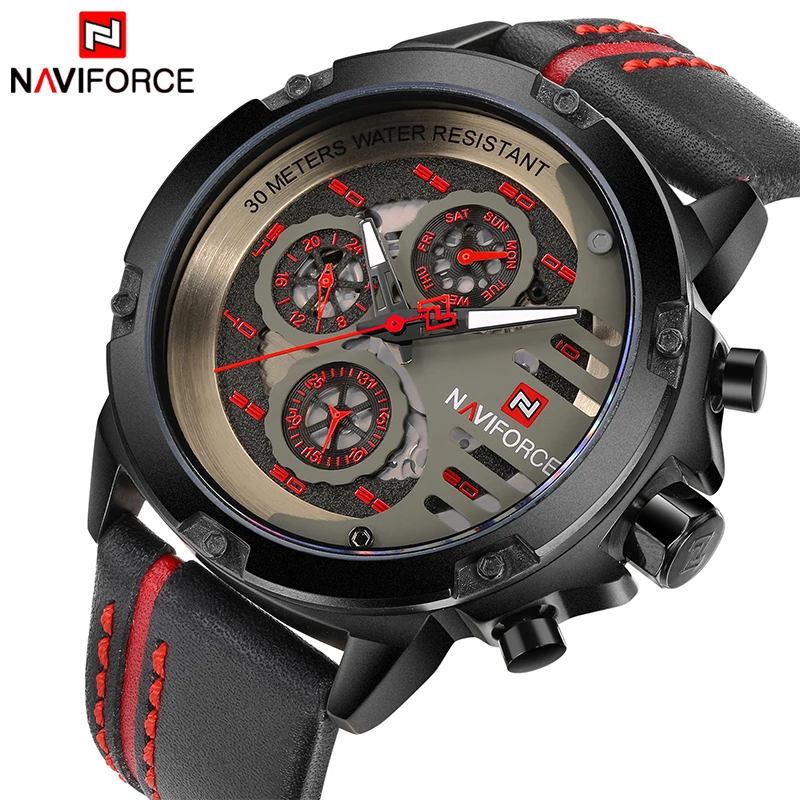 

NAVIFORCE Luxury Brand Men's Sport Watches Men Leather Quartz Waterproof Date Clock Man Military Wrist Watch Relogio Masculino