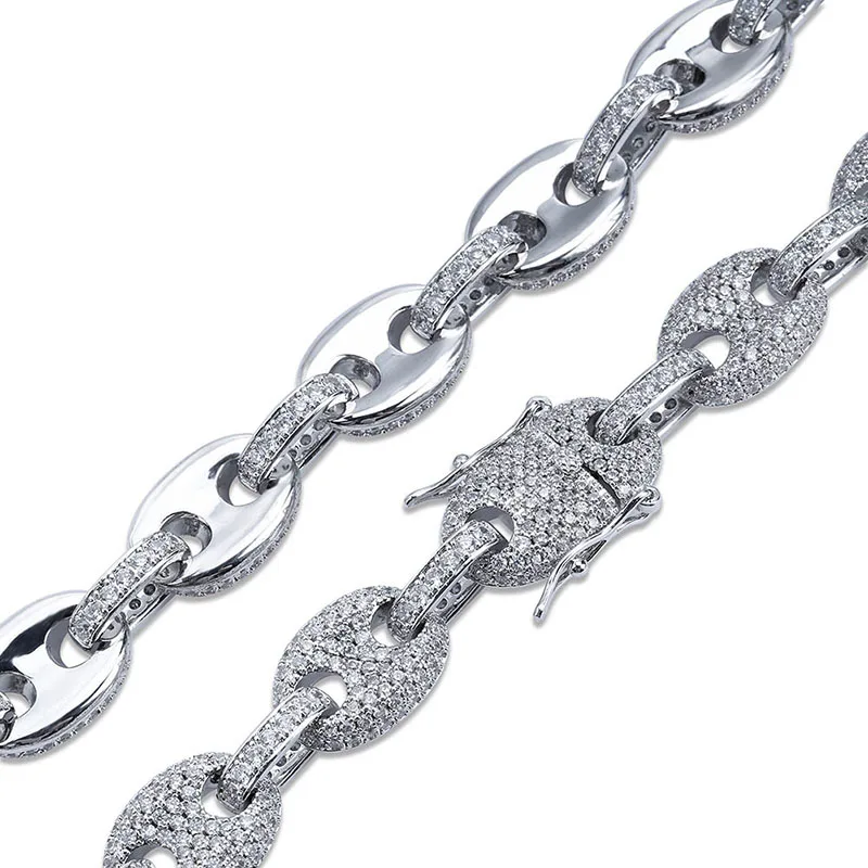 Золотая цепочка для мужчин Iced Out кубинская цепь Роскошные хип хоп ювелирные изделия хипстер мужские фианиты цепи ожерелье