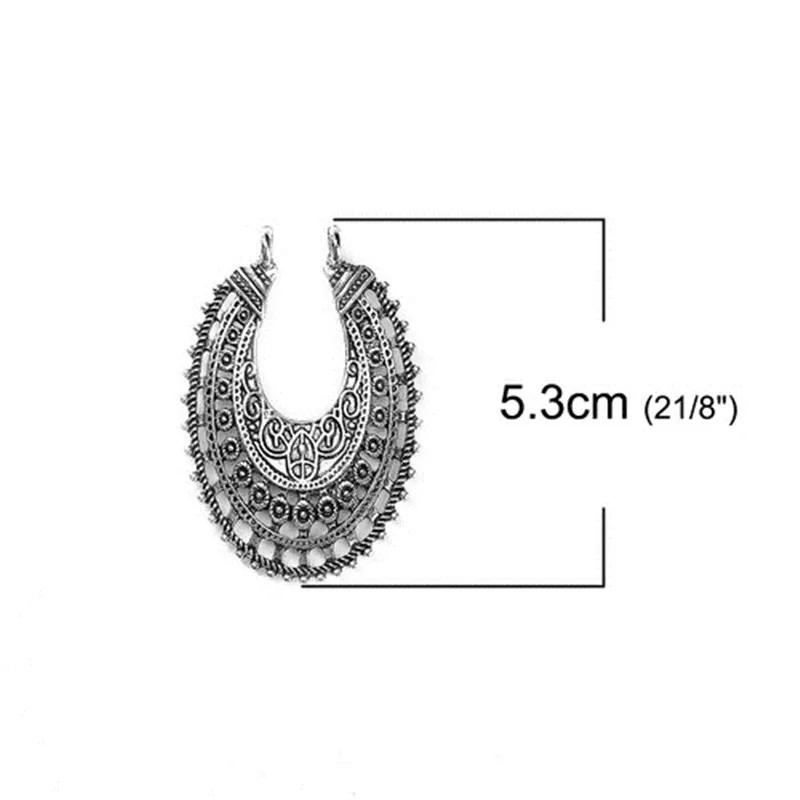 Разъемы DoreenBeads из цинкового сплава Овальные серебряные филигранные фурнитура