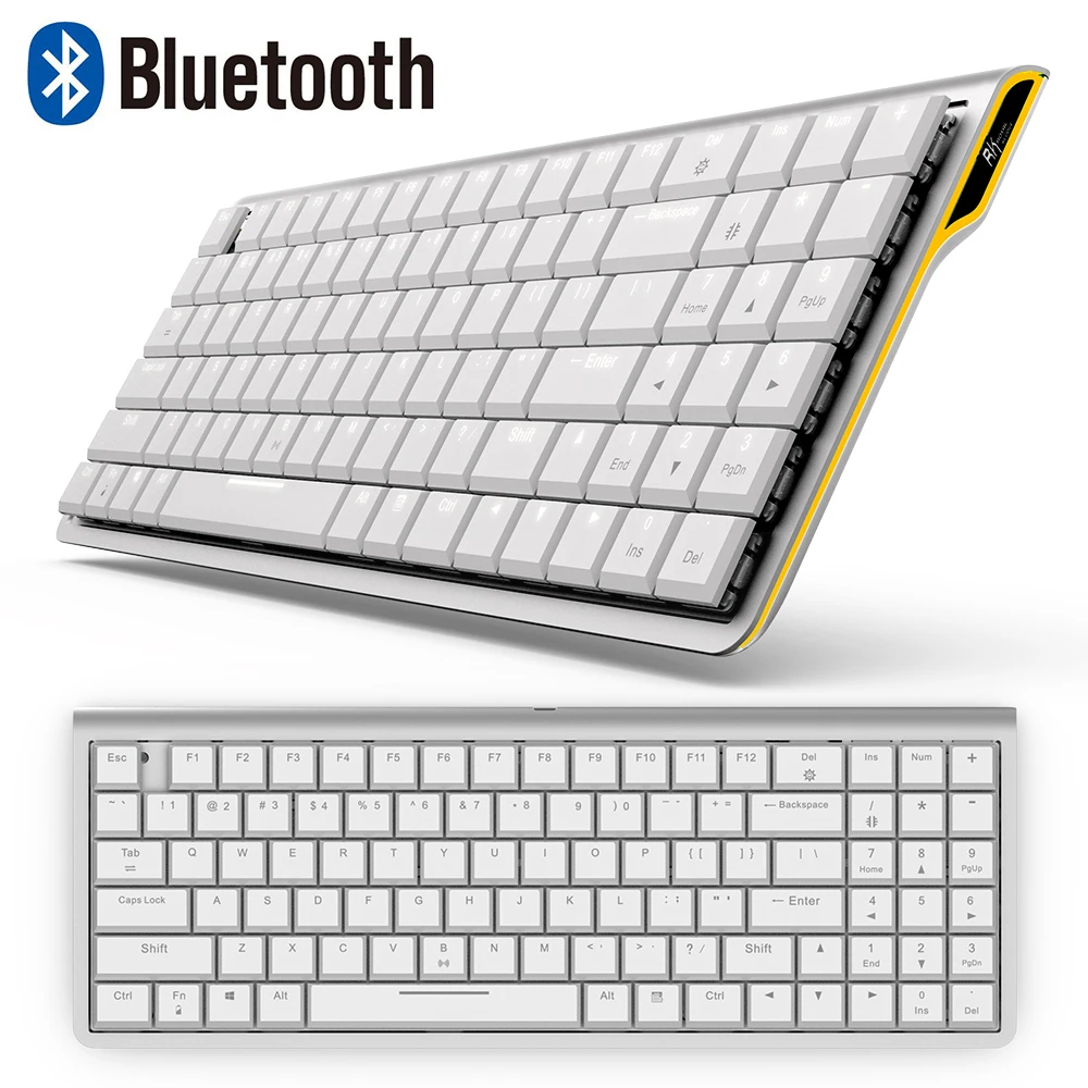 RK929 перезаряжаемая 96 клавиш белая светодиодная подсветка Bluetooth механическая клавиатура геймер мини эргономичный Металл для телефона ПК ноутбука планшета