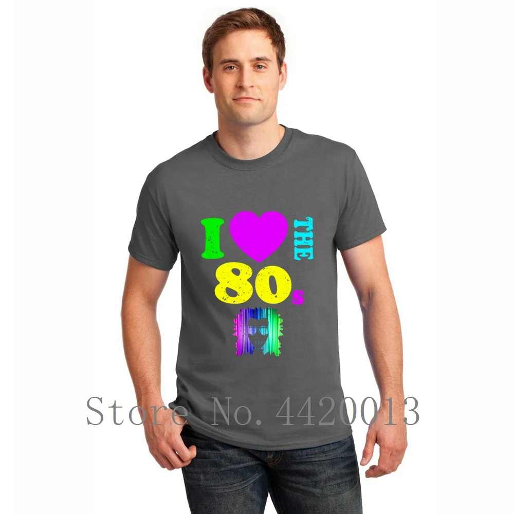 personalized tee shirt Crew Neck i love the 80sneon punk rocker glowing Original Spring Autumn Novelty Pop Top Tee t men Мужская