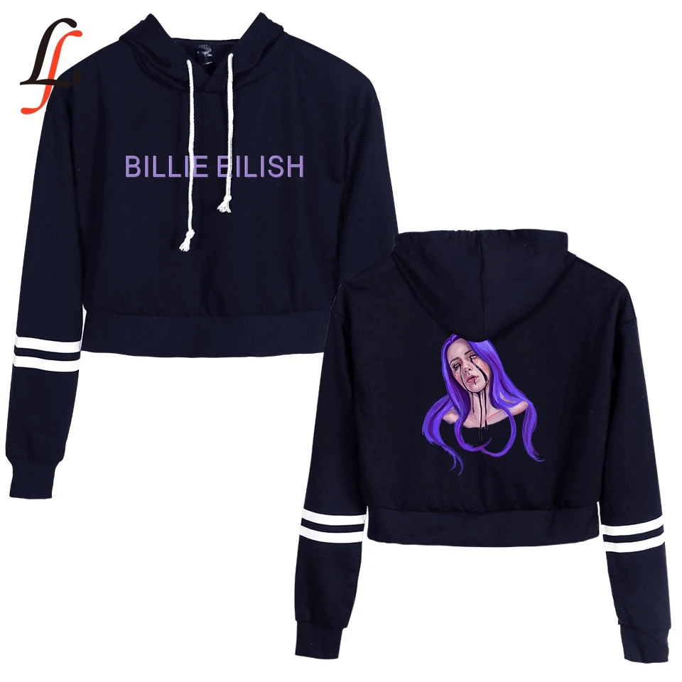 Billie Eilish новые сексуальные толстовки с капюшоном, модный тренд, укороченный топ, Женская толстовка с принтом, Сексуальная популярная одежда K