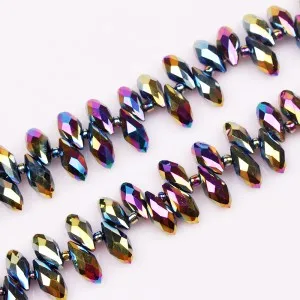 Colorful Plated 100 шт./лот красочные каплевидные бусины 6x12 мм в виде граненых стеклянных Стекло бусины для изготовления ювелирных изделий пользу Craft браслет бусины для самостоятельного изготовления украшений - Цвет: Colorful Plated