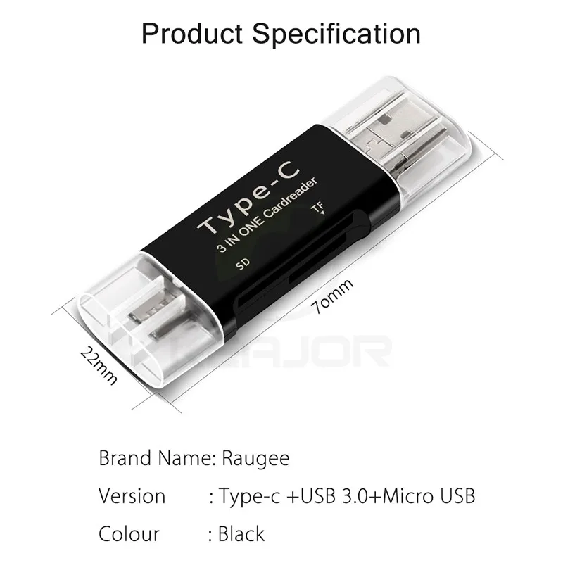 Keajor Портативный Micro USB и Type-C 3 в 1 2 0 OTG кардридер поддержка устройство для чтения
