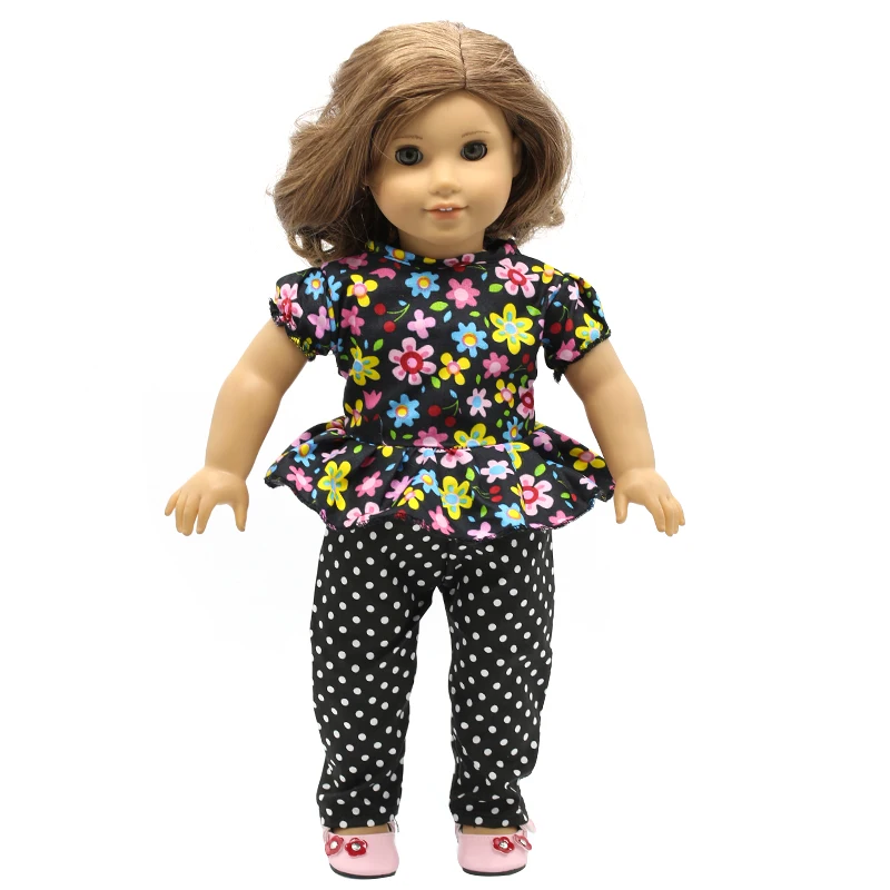 Одежда для кукол с цветочным рисунком рубашка брюки костюм и короткое платье 16-18