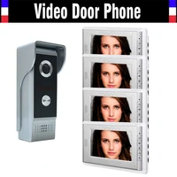 new 7 inch video door phone doorbell intercom system video door bell video interphone 1 camera 4 monitor for villa apartment