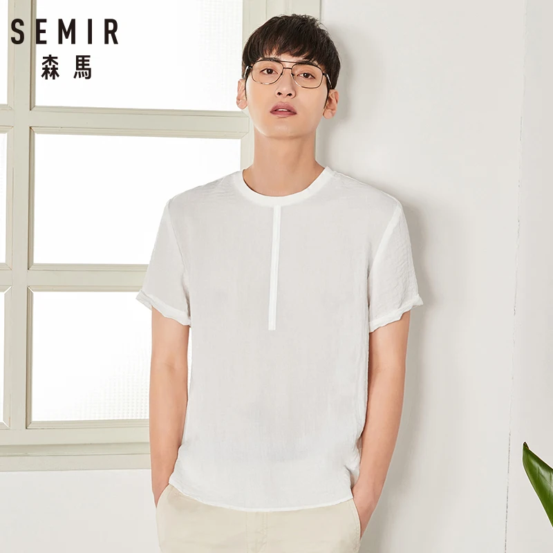 SEMIR рубашка с коротким рукавом мужская 2018 летняя новая белая Корейская версия