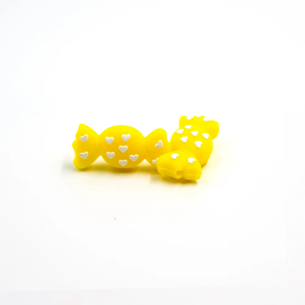 Yellow 6 шт мультфильм конфеты Силиконовые Бусины Пищевой Perles силиконовые Bebe детский аксессуар для прорезывания зубов аксессуары Прорезыватель бусины Mordedor - Цвет: Yellow