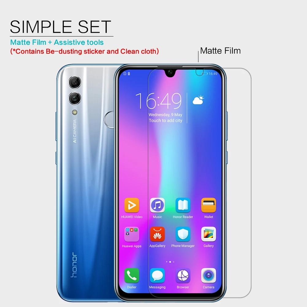 Антибликовая Защитная пленка для Huawei Honor 10 lite матовая с защитой от отпечатков