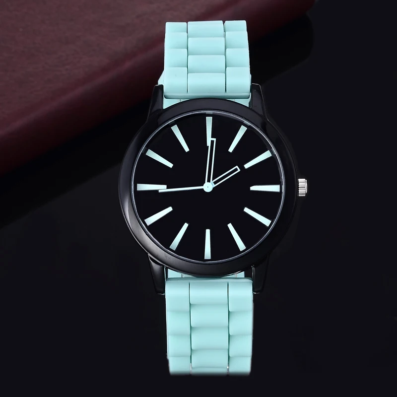 

Silicone watch geneva women quartz relojes casual fashion sports watch 9 colors relojes unisex hot sale round dial wristwatch