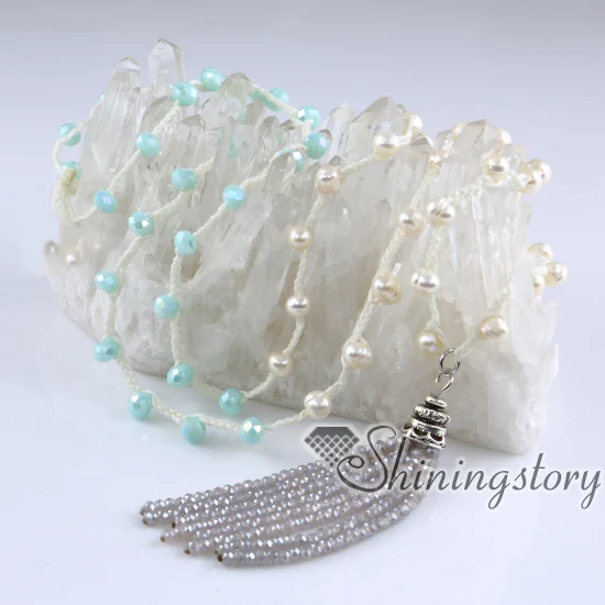 white pearl necklace gypsy jewelry bohemian necklaces tassel long boho freshwater real simple jewellery | Украшения и аксессуары