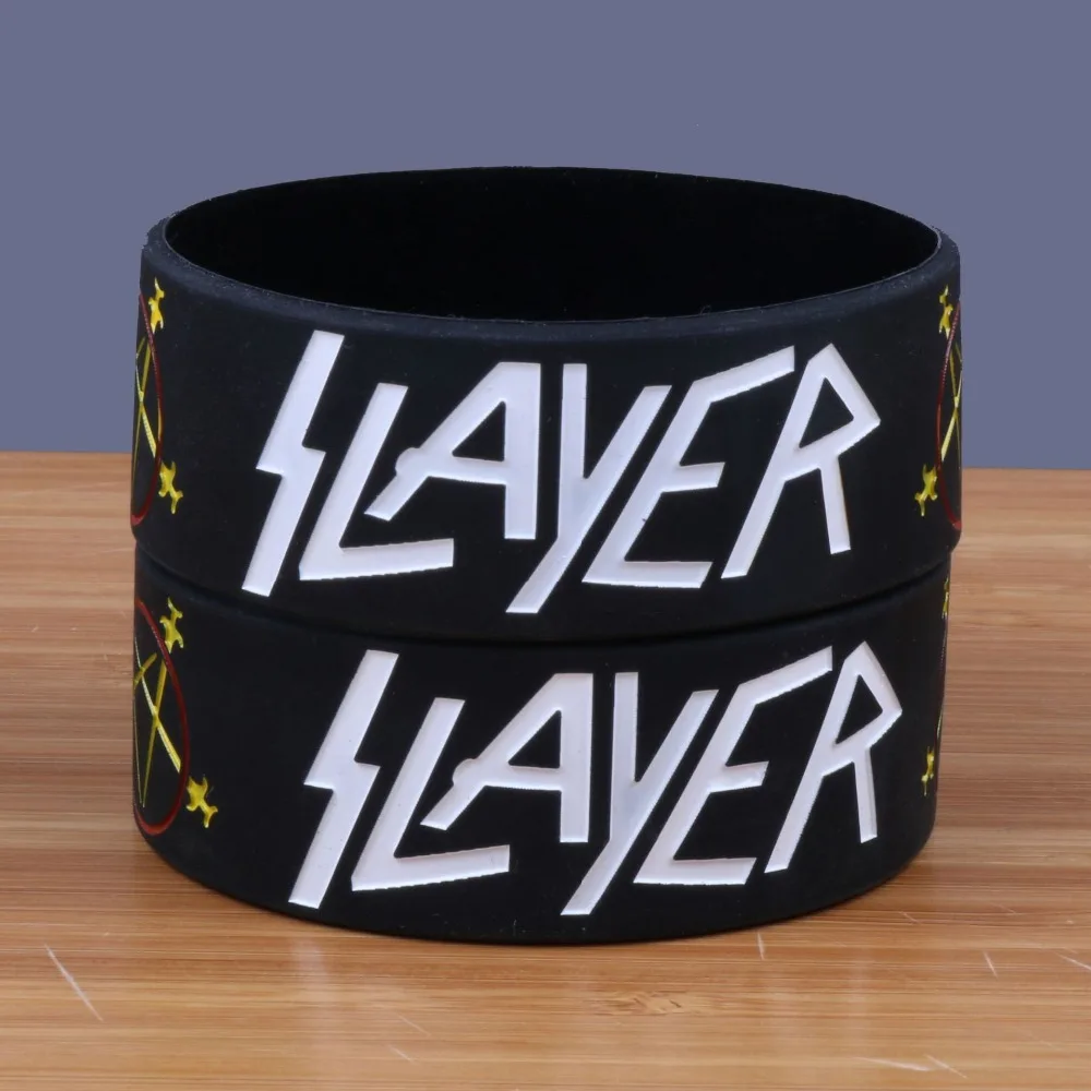 1 шт. металлический рок-музыкальный браслет Slayer силиконовый браслет мужские черные широкие резиновые браслеты для женщин браслеты ювелирные изделия SH311