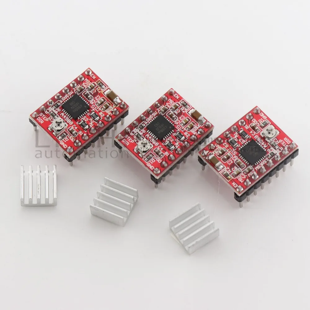 Шаговый двигатель Reprap шаговый Драйвер A4988 Stappenmotor модуль драйвера с радиатором для 3D принтера