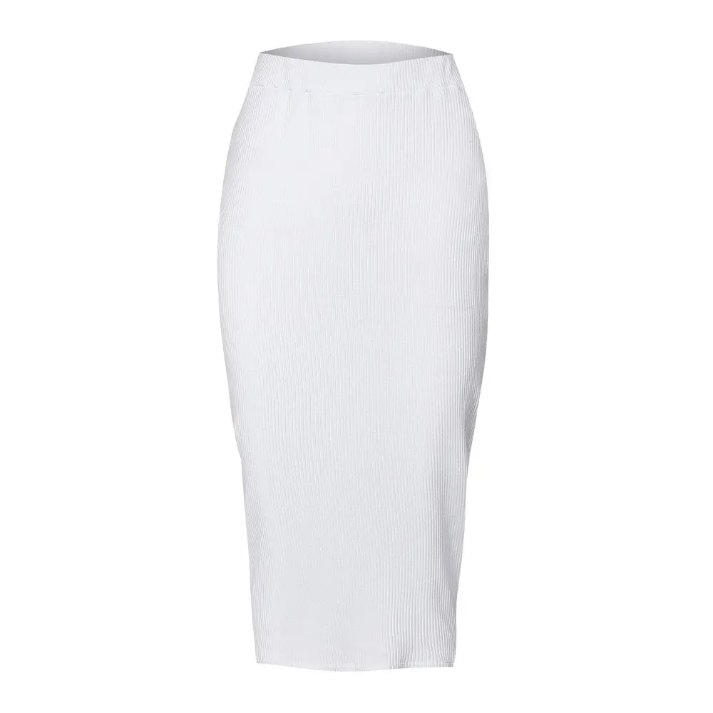 

Elegant Knitted Tight Long Skirt Black White Wrap Hip Pencil Skirts Women Autumn Winter Clothes High Waist Office Ladies Bottoms
