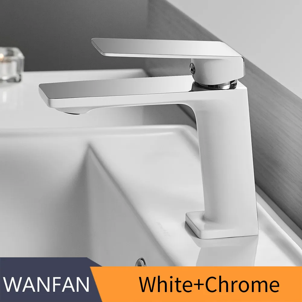 White and Chrome Смеситель матовый Никель кухонный кран Torneiras Ванная комната раковина кран с одной ручкой на одно отверстие кран бассейна кран смеситель для горячей и холодной воды кран 9922 - Цвет: White and Chrome