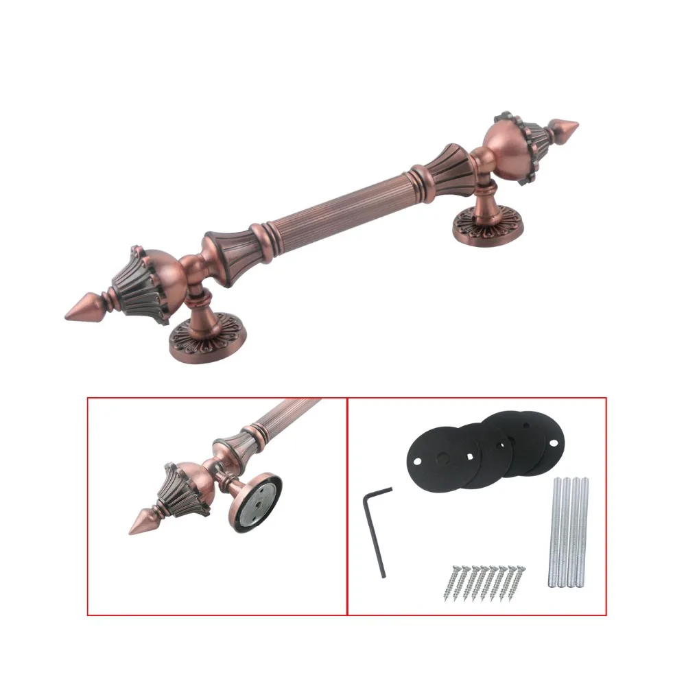 Красные антикварные медные дверные ручки из цинкового сплава 2 шт. отверстие 190 мм