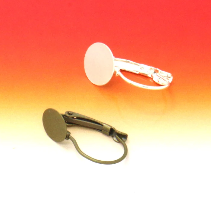 20pcs 10mm Cameo Glass Cabochon Antique Bronze/Silver French Lever Bezel Blank Earrings Backs Base For DIY Earrings