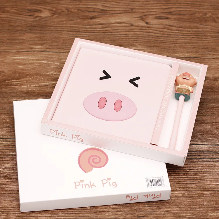 1 комплект Творческий Студент рождественские подарки Kawaii Плюшевые свитер с розовой Свинкой Тетрадь во время отключения девочка-путешественница's Secret записной книжки с милым ручка в форме поросенка