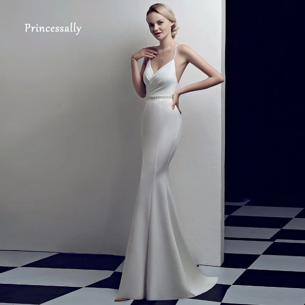 Женское вечернее платье с юбкой годе элегантное на бретелях спагетти открытой