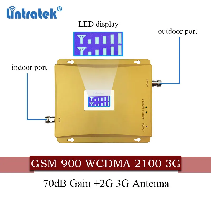 Lintratek Россия 900 3G UMTS 2100 Усилитель сотового сигнала GSM повторитель 2g 3g 900/2100Mhz