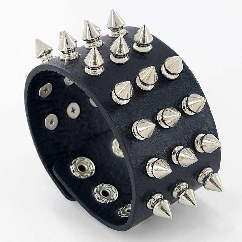 Уникальный трехрядный кожаный мужской браслет в стиле панк Готика|jewelry jokes|jewelry