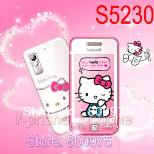 Отремонтированный Разблокированный Мобильный телефон SAMSUNG Hello kitty S5230 S5230c и один год гарантии