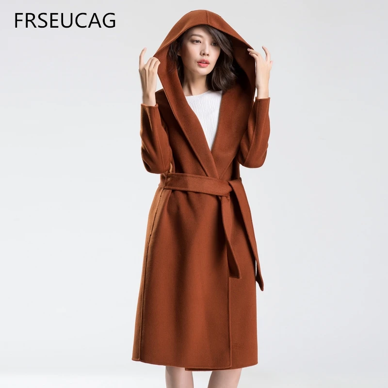 FRSEUCAG2018, хит, новинка, Высококачественная мода, двухстороннее шерстяное пальто с длинными рукавами, вязаный кардиган, осенняя и зимняя шерстяная куртка