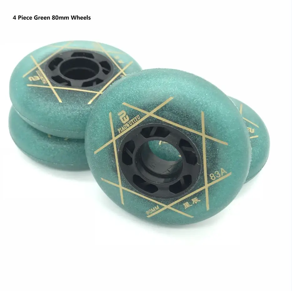 Green 80mm 4Pcs SzBlaZe 4 шт. 83A PU встроенные колеса для роликовых коньков 72 76 80 мм фристайл слалом для катания на коньках - Цвет: Green 80mm 4Pcs