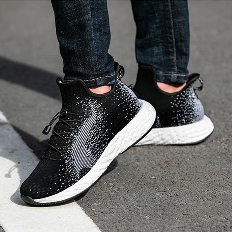 ONEMIX Running Shoes for Men Slip On Sneakers Black And White Jogging Shoe Women Sneaker Stretch Knitting Shoes Walking Sneakers