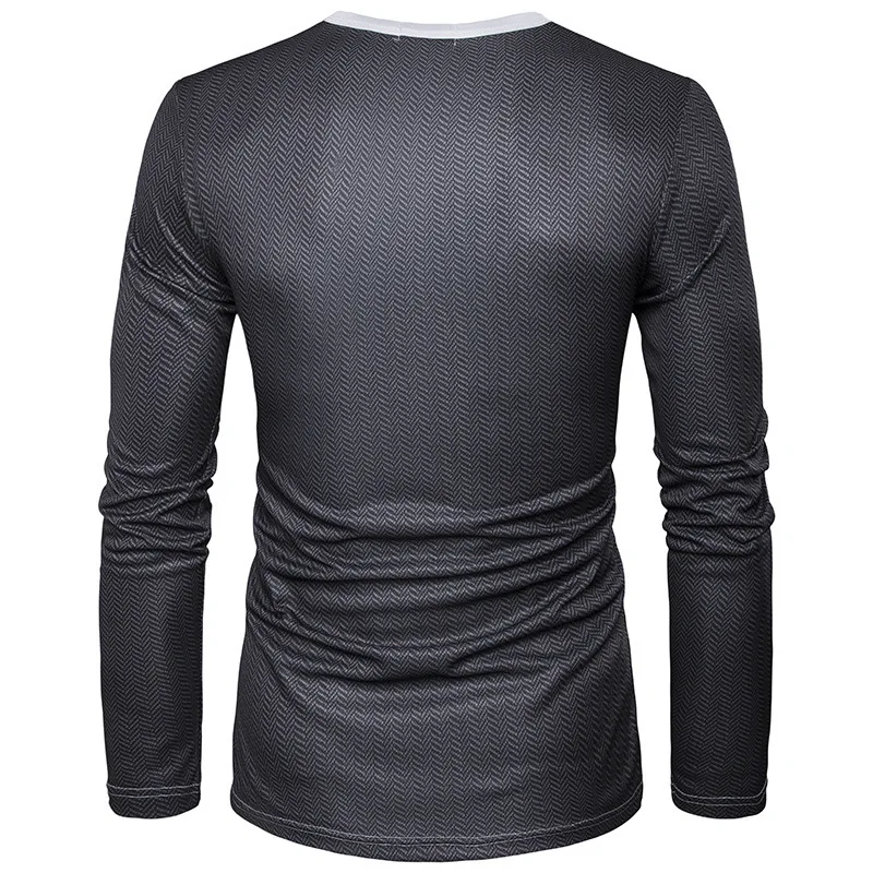 

Men Fashion Tshirts Casual Long Sleeved T-Shirt Slim Fit 3d Printed O-Neck Black Tee Shirts Mens Clothing T Shirt