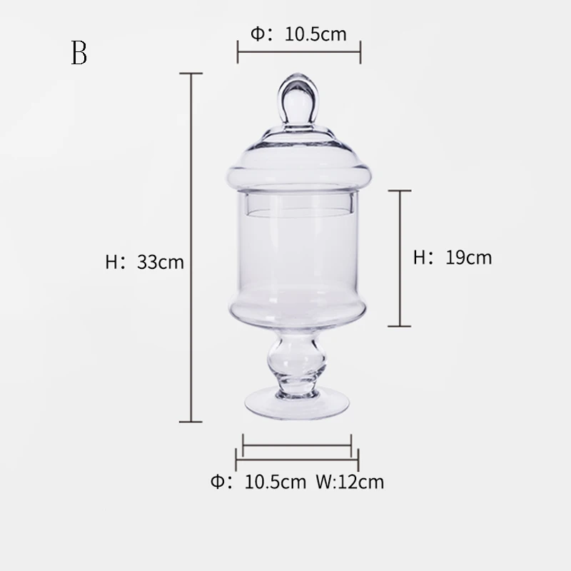 B 33x12x10.5cm Европейская большая стеклянная банка для конфет, высокое качество, прозрачная с крышкой, контейнер для хранения еды, для отелей, свадебных десертов, бутылка для хранения - Цвет: B 33x12x10.5cm
