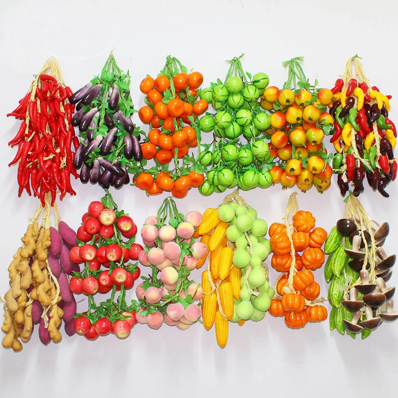 

050 Simulation of vegetable and fruit hanging string simulation plastic model vegetable fruit string Farmhouse Hotel Decorat