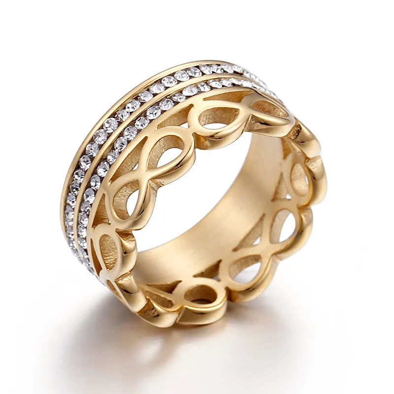 Brand New Infinity Ring for Women Stainless Steel CZ Stone Wedding Ring Engagement Fashion Jewelry