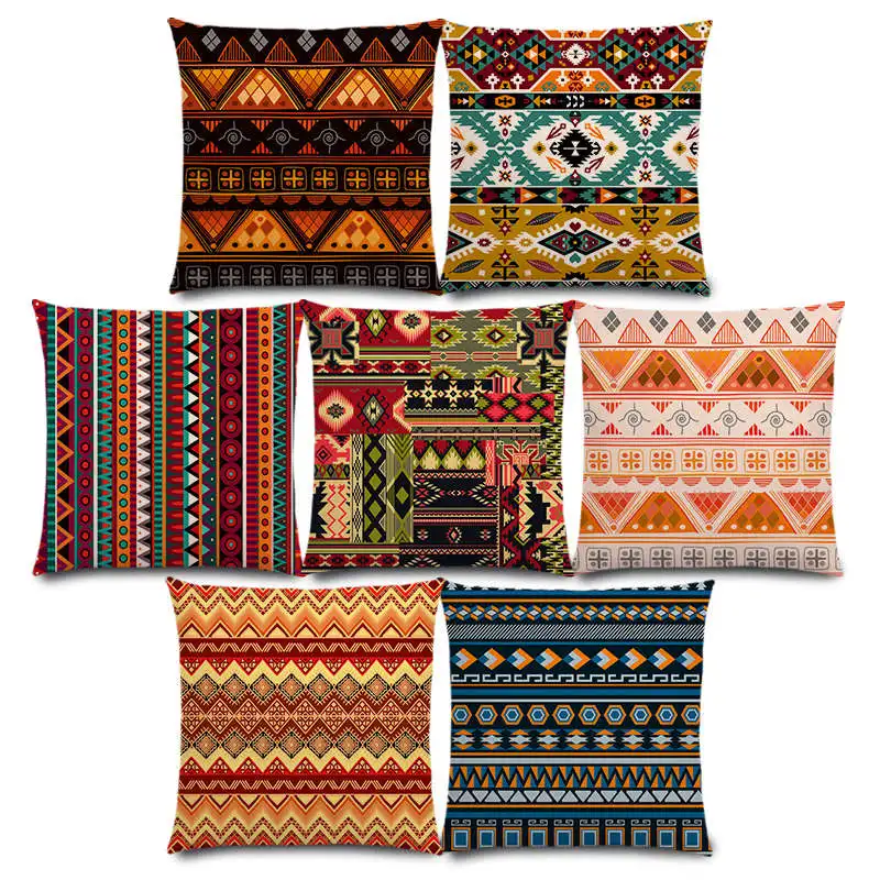 New Boho Primitive Geometric Pattern National Style Exotic Native Striped Navajo Arrow Cushion Cover Sofa Throw Pillow Case