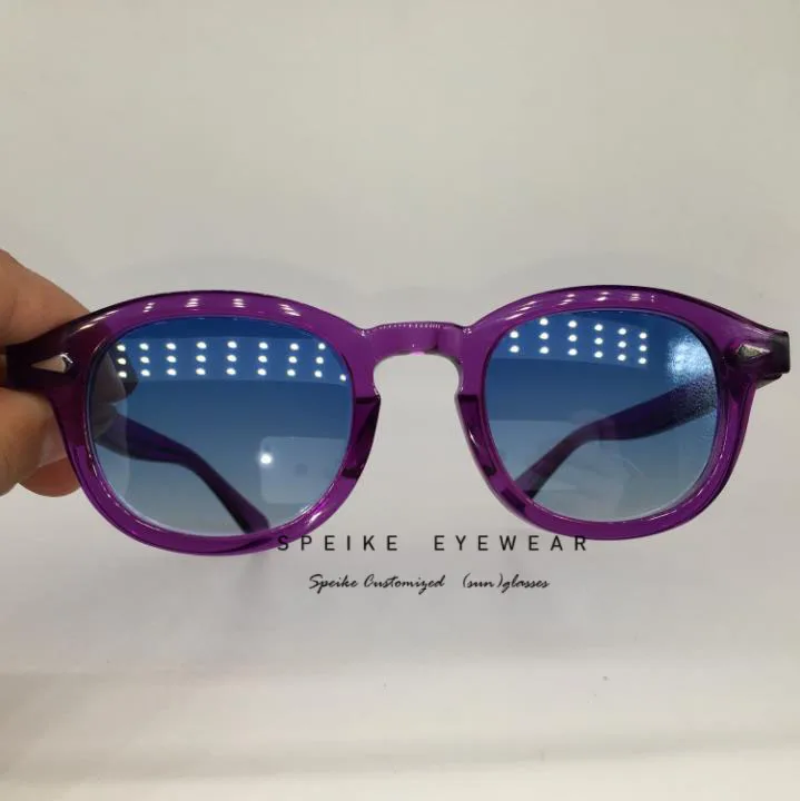 Purple frame SPEIKE по индивидуальному заказу, высокое качество, синие градиентные солнцезащитные очки» Джонни Деппом Lemtosh Стиль очки можно носить близорукости очки 44/46/49 мм - Цвет линз: Purple frame