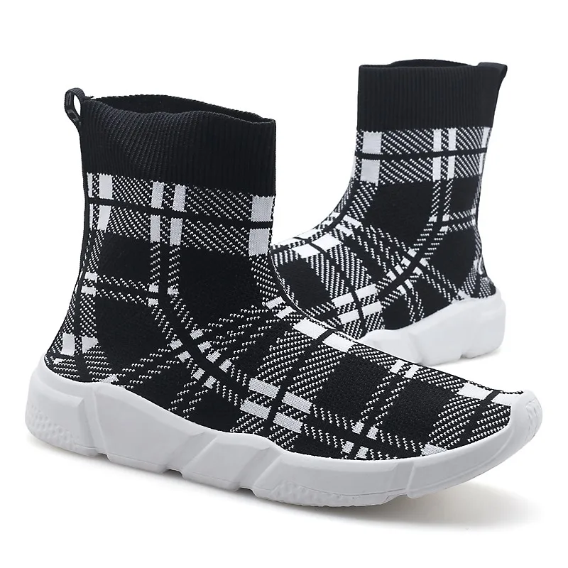 Mens Breathable Knit Sock Shoes Flying Platform High Top Fashion Outdoor Ankle Boots Comfortable Mesh Slip-on | Обувь
