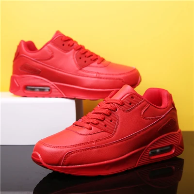 Red leather Новинка, весенние кроссовки для мужчин, пара, дышащие, индивидуальная обувь для бега, черные, женские, Zoom Air cushion Max, спортивная обувь - Цвет: Red leather