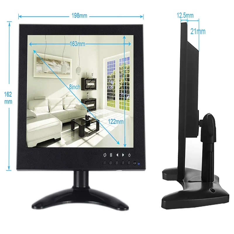 IMPORX ЖК-монитор с av-входом 8 дюймов 1024x600 VGA HDMI AV BNC USB для ПК CCTV камера безопасности PS4