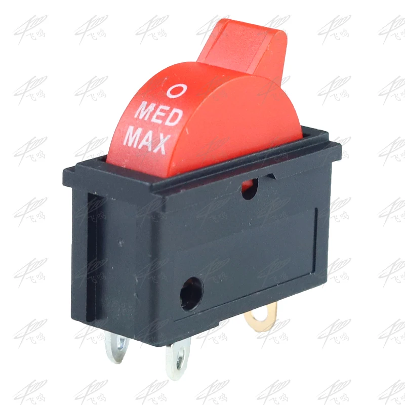 2PCS 10A 250V Black Red Wind Speed Control Button Rocker Switch 3 Positions 3Pin SPDT For Hair dryer KCD16-103 | Обустройство дома