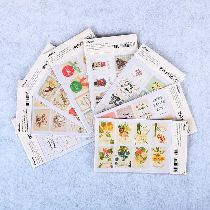 

16PCS/Set Creative Paper Stamp Sticker Decoration Decal Diary Album Scrapbooking Envelope Seal Stationery Sticker