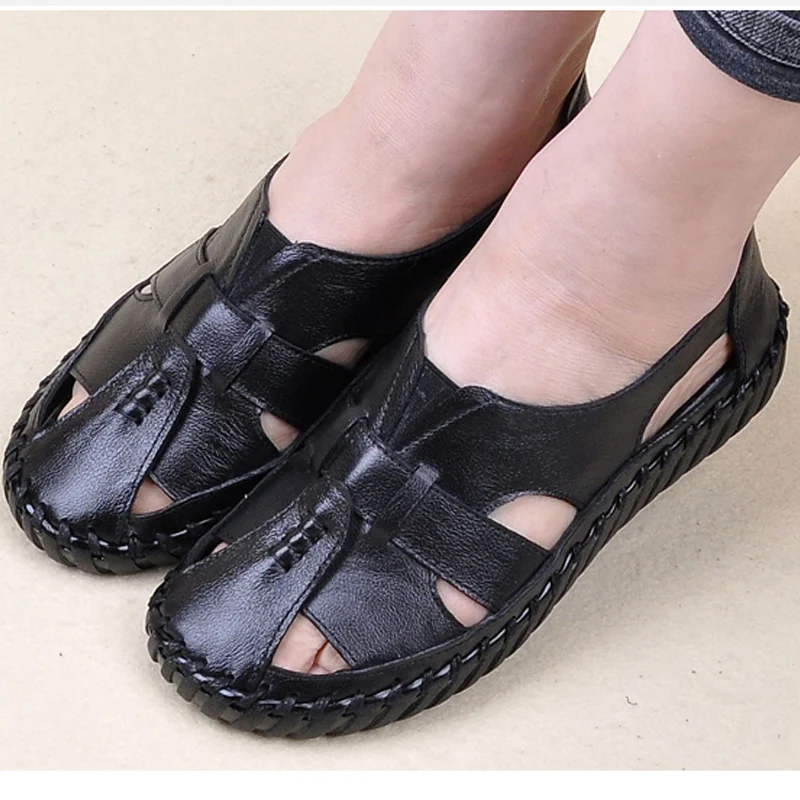 Женские босоножки из натуральной кожи в стиле ретро|Боссоножки и сандалии| |