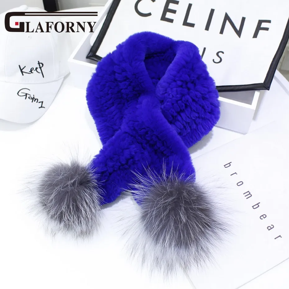 Glaforny 2018 корейский стиль женские шарфы из меха кролика рекс 100% натуральный мех