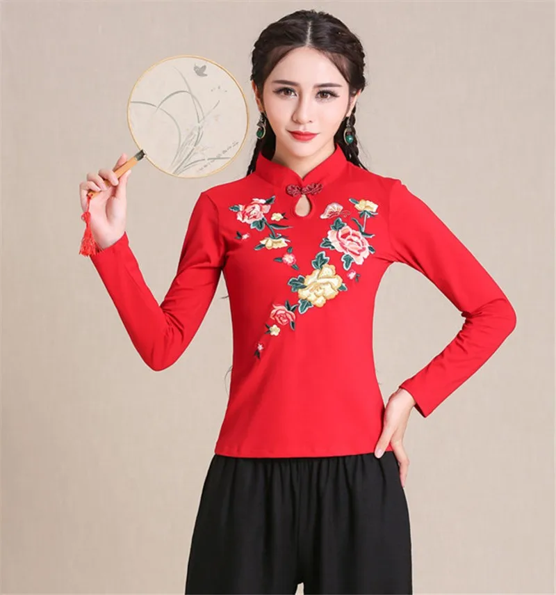 Весенне-осенняя женская футболка с вышивкой Blusas с длинным рукавом 5XL размера плюс качественные топы, женские хлопковые футболки