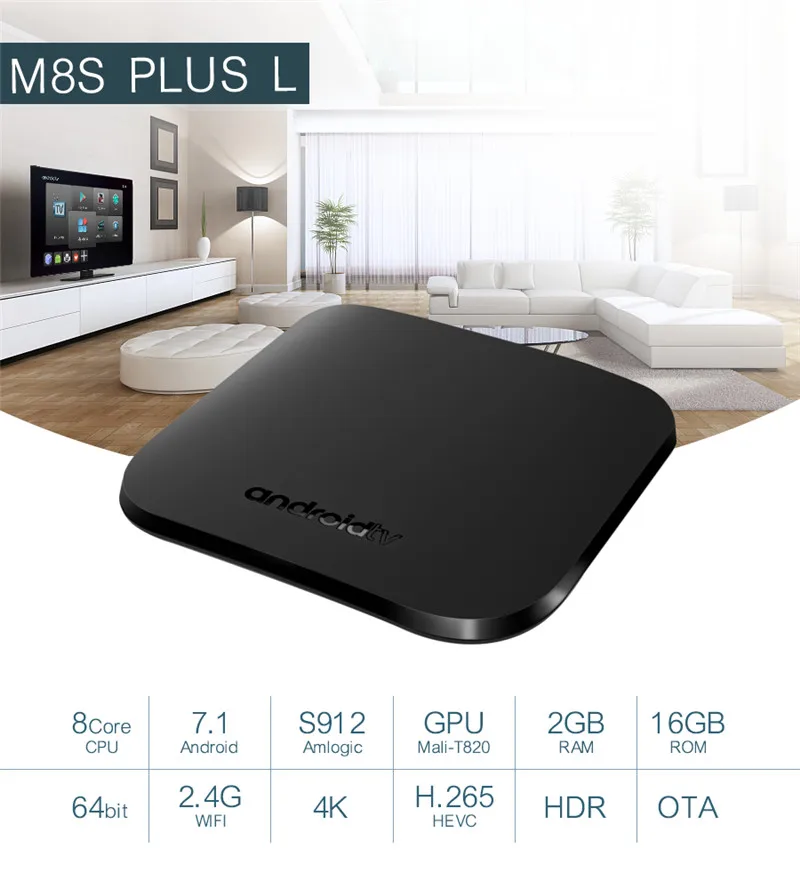 MECOOL M8S PLUS L 2G 16G Android 7,1 Amlogic S912 tv box H.265 4K HDR 10 2,4G 100M M8S Plus L медиаплеер телеприставка