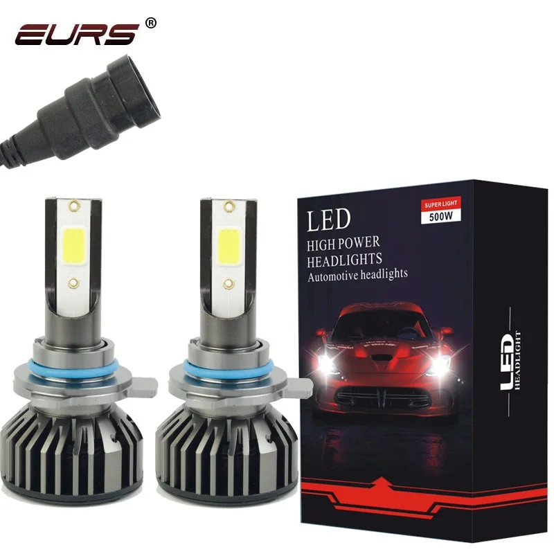 EURS 2 шт. mif2 фар автомобиля H7 светодиодный H4 светодиодный H1 H11 H3 H1 9006 9005 9012 48 Вт 6600LM 6000K 12V 24V авто фары противотуманная фара COB лампы