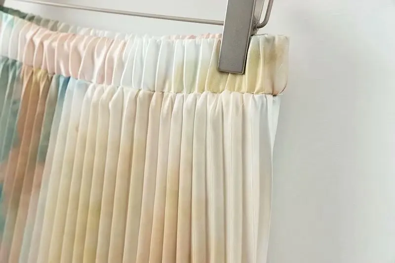 Европейский стиль, летние юбки, Женская плиссированная юбка с принтом Tie-dye, Женская эластичная юбка миди с высокой талией, XDWM1310