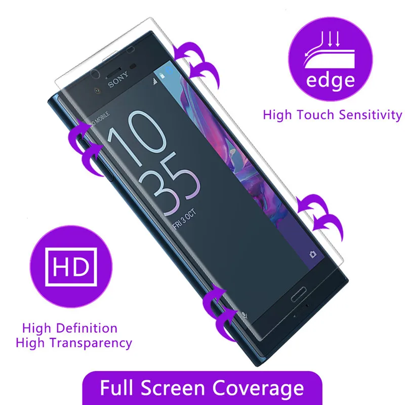 3D изогнутый Полноэкранный протектор из закаленного стекла для Sony Xperia XZ1 Compact XZ