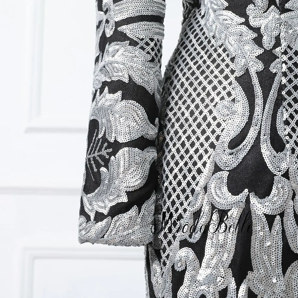 Женское вечернее платье с блестками Modabelle Черное и серебряное элегантное для