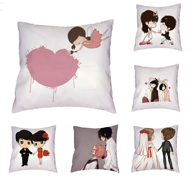 Романтическая наволочка из полиэстера с рисунком любви персиковая кожа милая