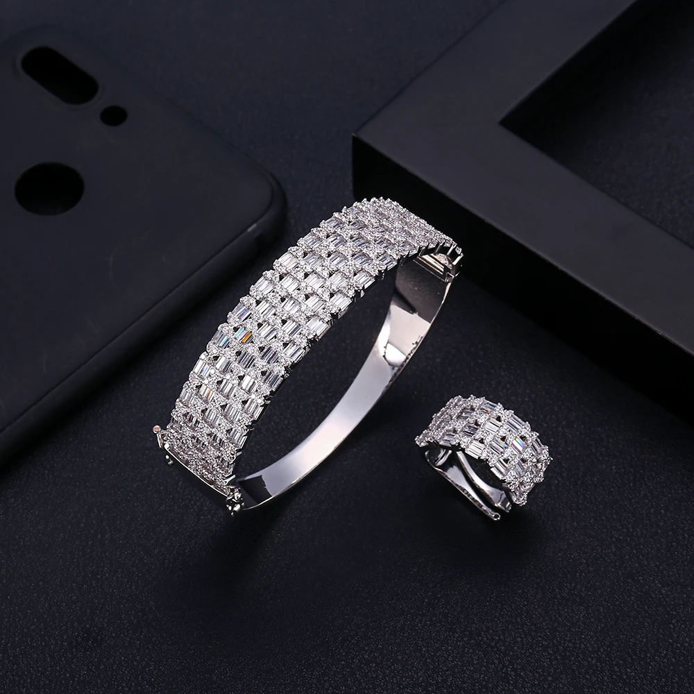 Комплект из браслета кольца и jankelly золотого цвета серебряные ювелирные наборы